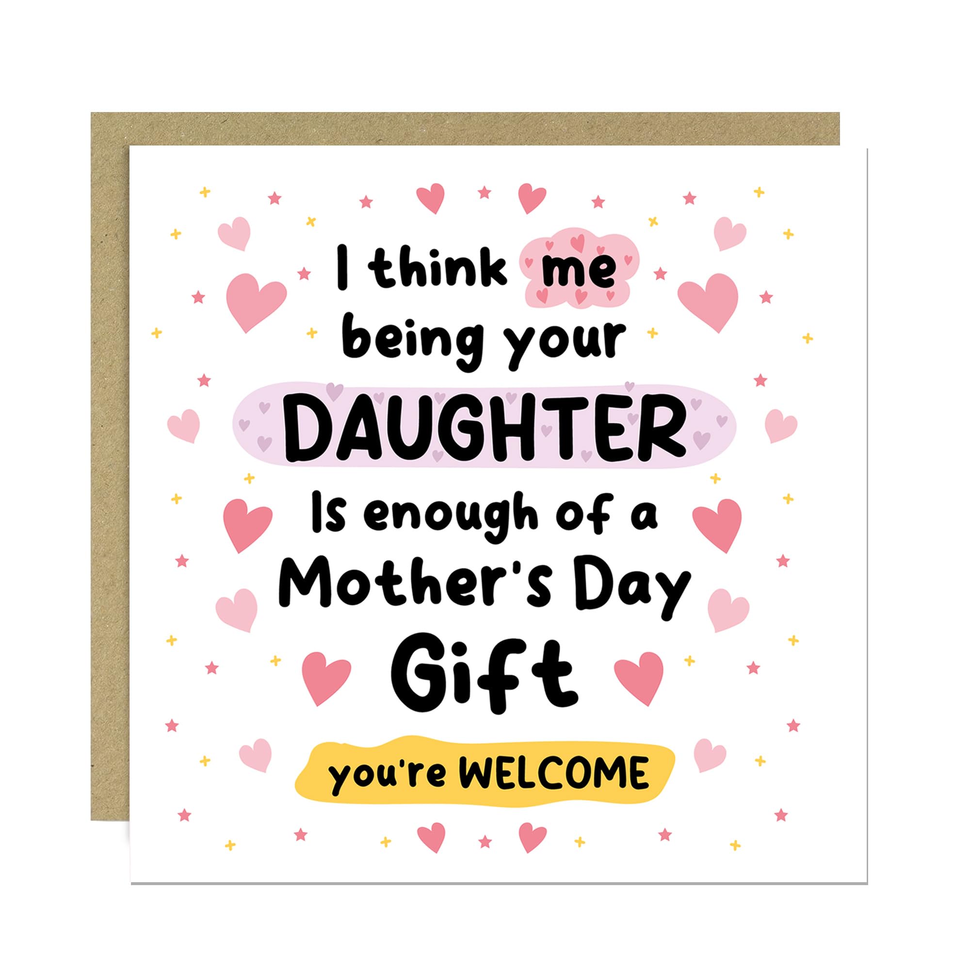 RED OCEAN FUNNY Mothers Day Card For Mum, Mum Mothers Day Card From Daughter, Enough Of A Gift, Humour For, Cards Her, With Envelope
