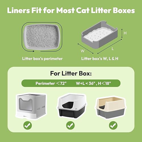 30 Pack Litter Box Liners, Large Drawstring Cat Litter Bags for Standard Litter Box Jumbo, Thick, Heavy Duty & Leak Proof, Easy Clean Unscent Litter Pan Box Liners for Pet Cats, 36" x 19"