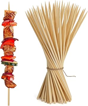 HANSGO Bamboo Skewers, =5mm 12 Inch - Natural Wooden Skewers for Grilling, Appetizers, Fruit, Chocolate Fountain, Barbecue & Crafts, 70PCS