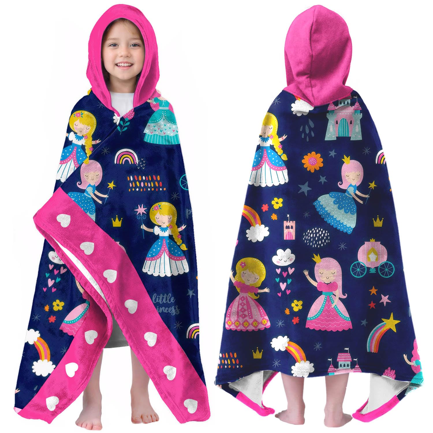 Dance Print Hooded Beach Towel for Girls, 35x60 in Bath Swim Wrap, 02