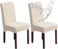 Vista 11 de Genina Fundas impermeables para sillas de comedor, fundas elásticas de jacquard para sillas de comedor, extraíbles y lavables, protector de silla