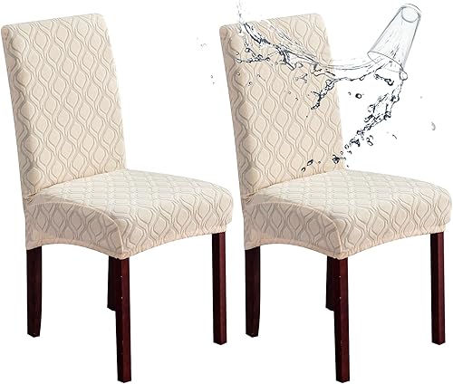 Vista 11 de Genina - Fundas impermeables para sillas de comedor, fundas elásticas de Jacquard, extraíbles y lavables, protector de silla para cocina, hotel
