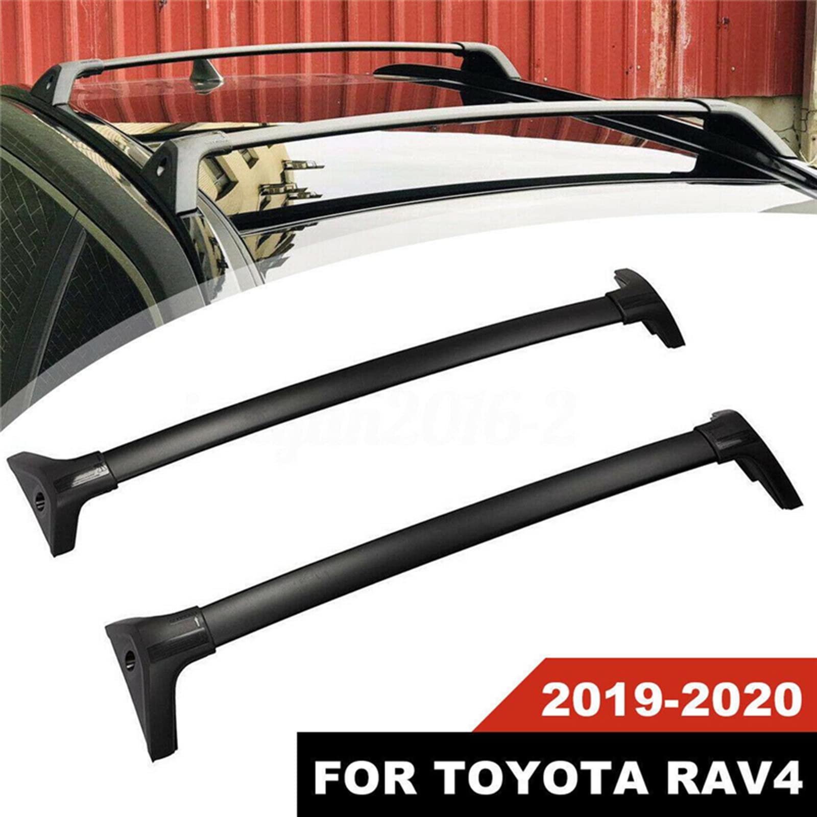 Coche Sensor Portaequipajes para Techo de Coche, 2 uds., Barra Transversal, portaequipajes Superior, Negro para Toyota RAV4 2019-2020