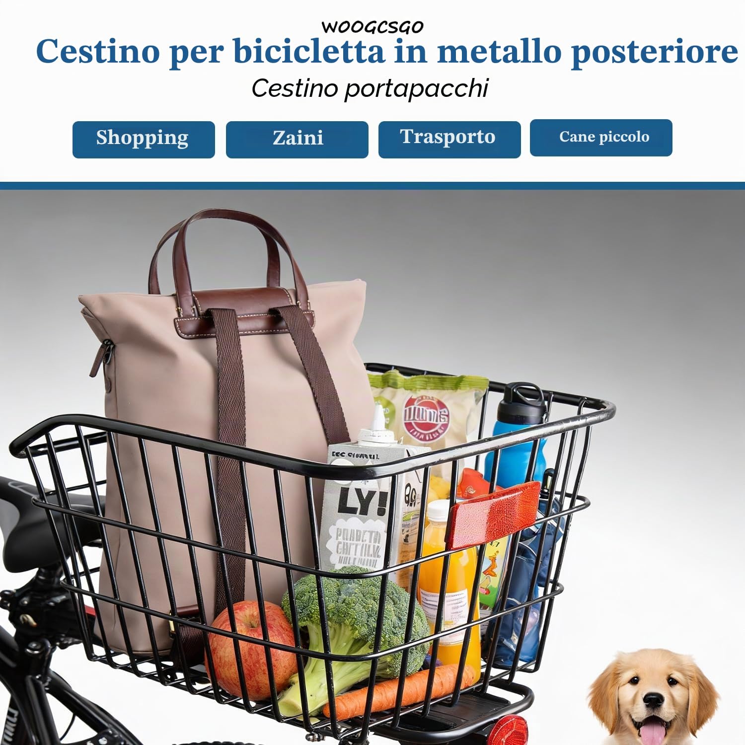 Cestino posteriore capiente per portapacchi di biciclette elettriche | Cestino per la spesa 38 x 31 x 26 cm, con copertura impermeabile e rete portabagagli, struttura in metallo rinforzato