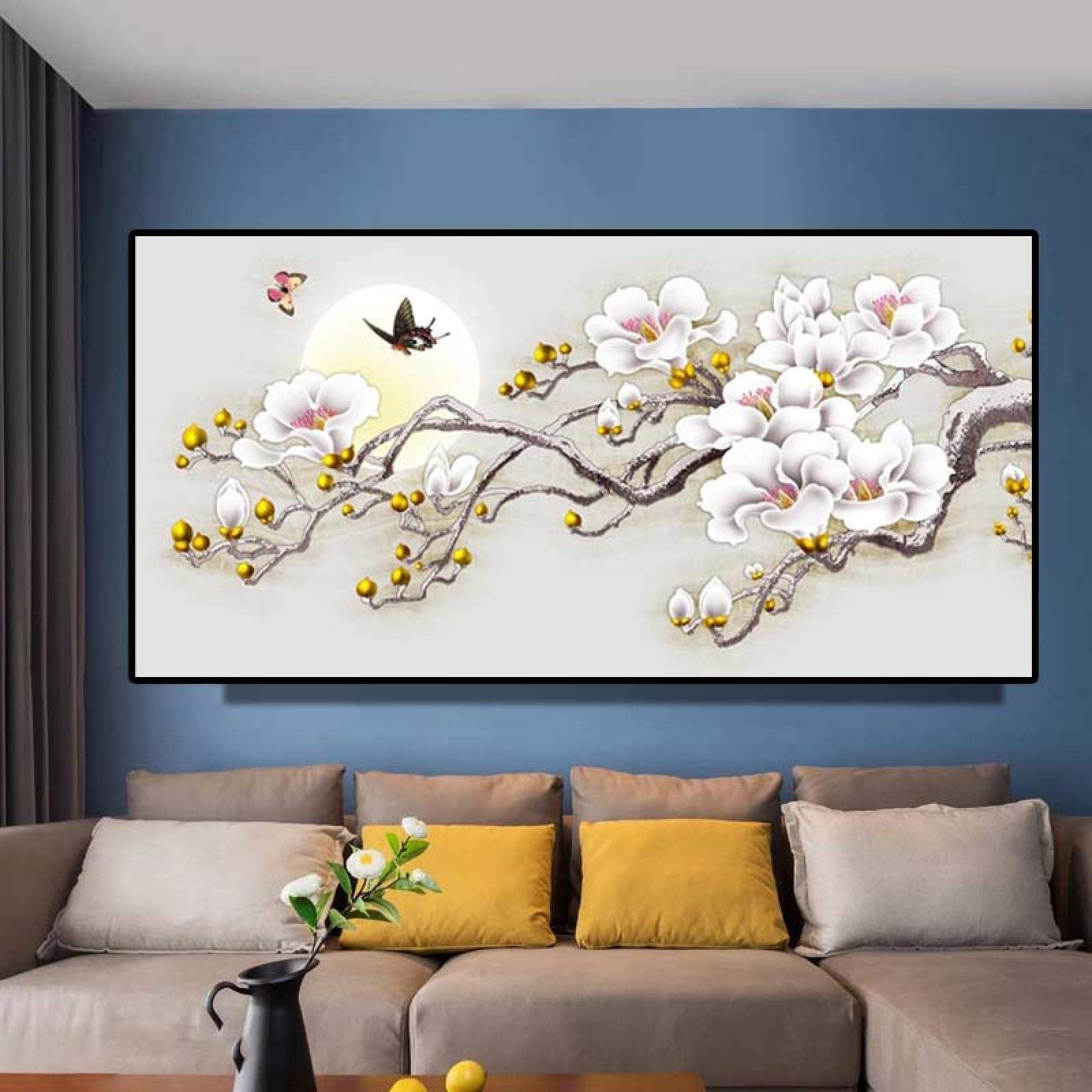Toile Scandinave 60x120 cm - Peinture Paysage pour Raviver un Mur Blanc de Salon