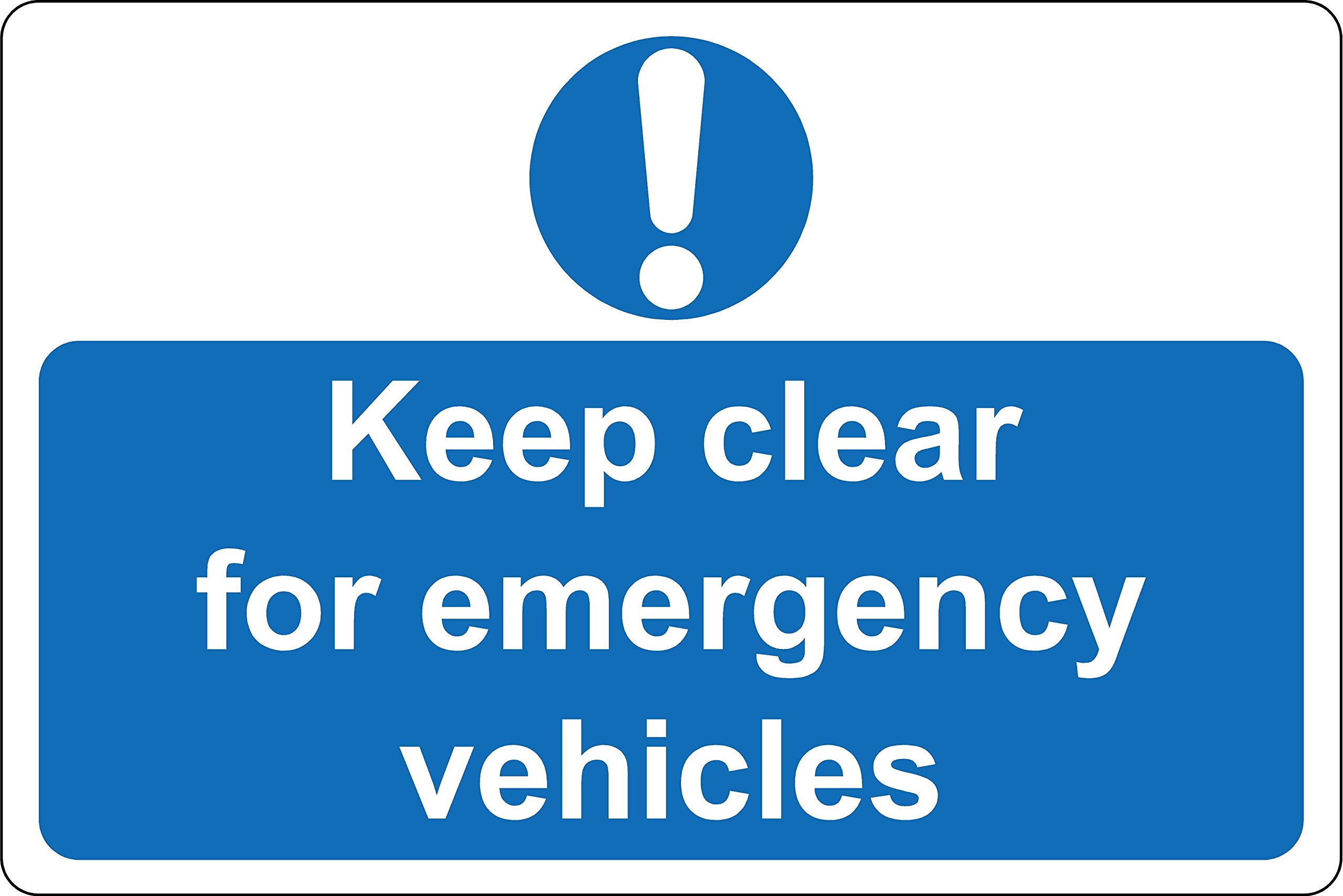 Keep clear for emergency vehicles Safety sign - 3mm Aluminium sign 600mm x 400mm
