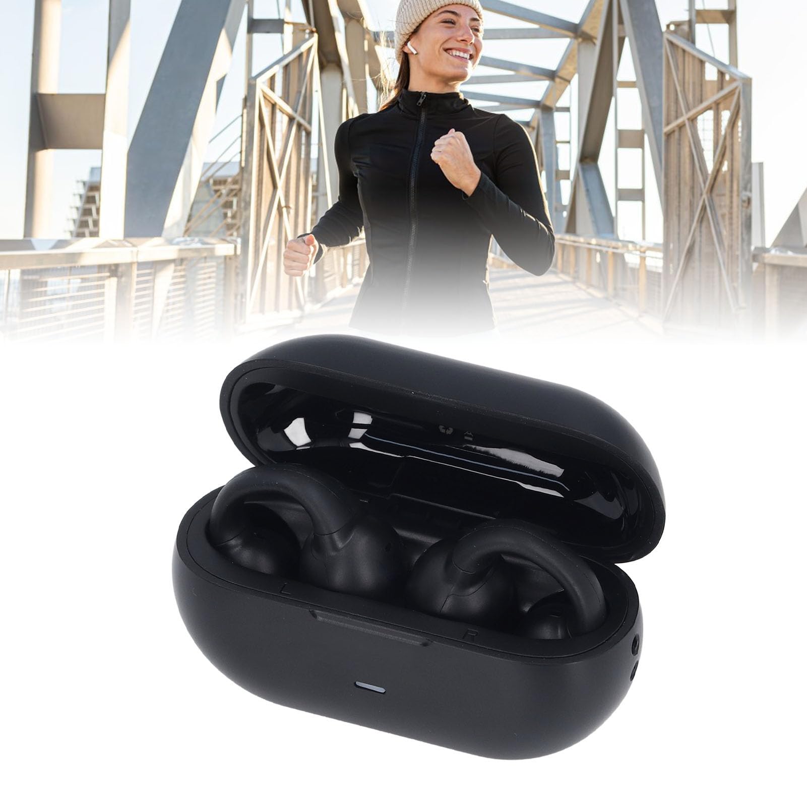 Słuchawki z Klipsem na Ucho, Bezprzewodowe Słuchawki Douszne Bluetooth 5.3 z Etui ładującym, Czas Odtwarzania 40 Godzin, Wbudowany Mikrofon, Ultralekkie Słuchawki Sportowe do