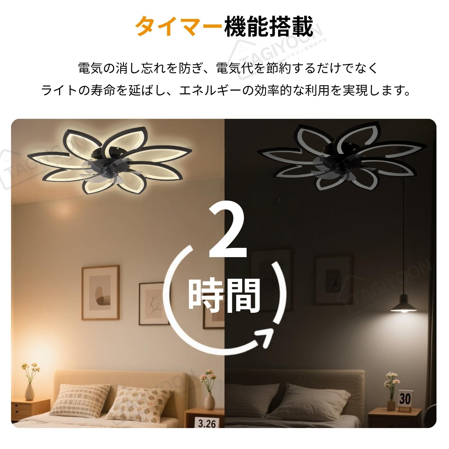 Amazon.co.jp: TAGIYOON シーリングファンライト おしゃれ 花形 LED 8