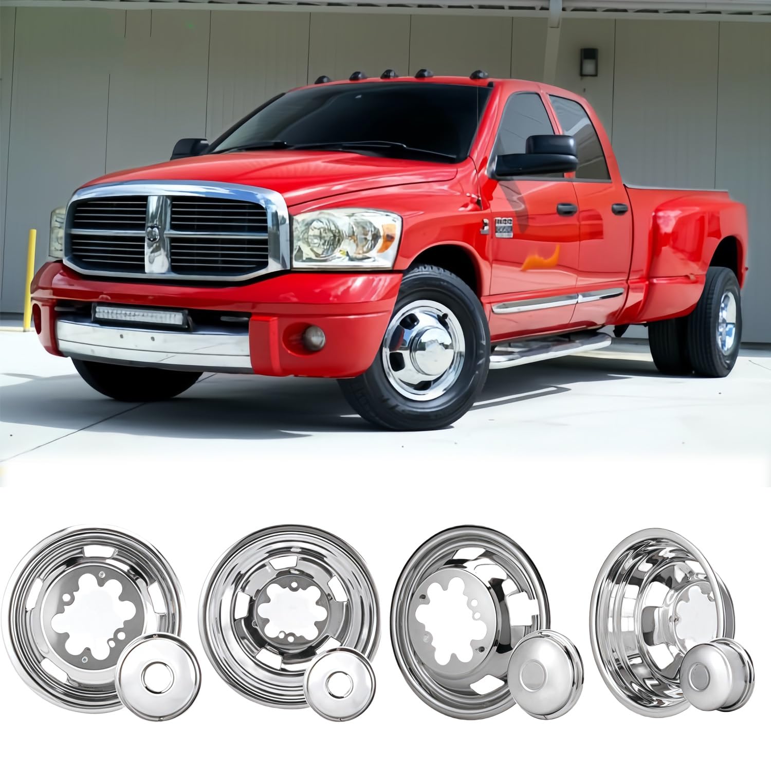 4X 17 Dually Wheel Simulators Fit for 2003-2018 Ram 3500/03-09 Ram 2500