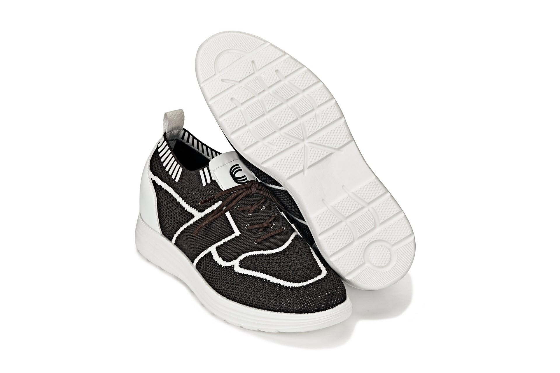 CALTO Zapatos de elevación invisibles para hombre con aumento de altura, ultraligeros, con cordones, deportivos, de punto, de 2.8 pulgadas más altos