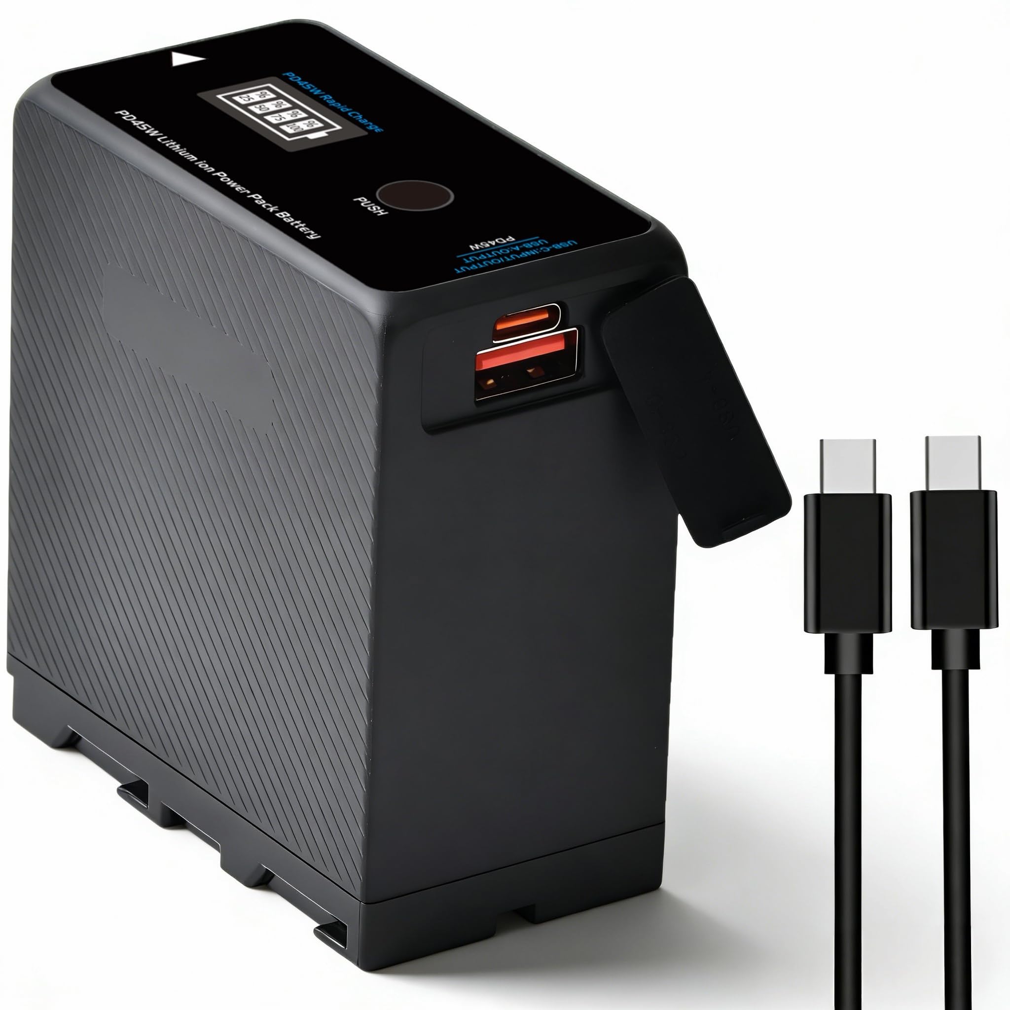 Batterie 10500 mAh PD 45 W USB-C NP-F pour Sony NP-F970 NP-F570 NP-F750 NP-F770 NP-F930 NP-F950 NP-F960 F750 F550 pour appareil photo, caméscope, moniteur, lumière vidéo LED