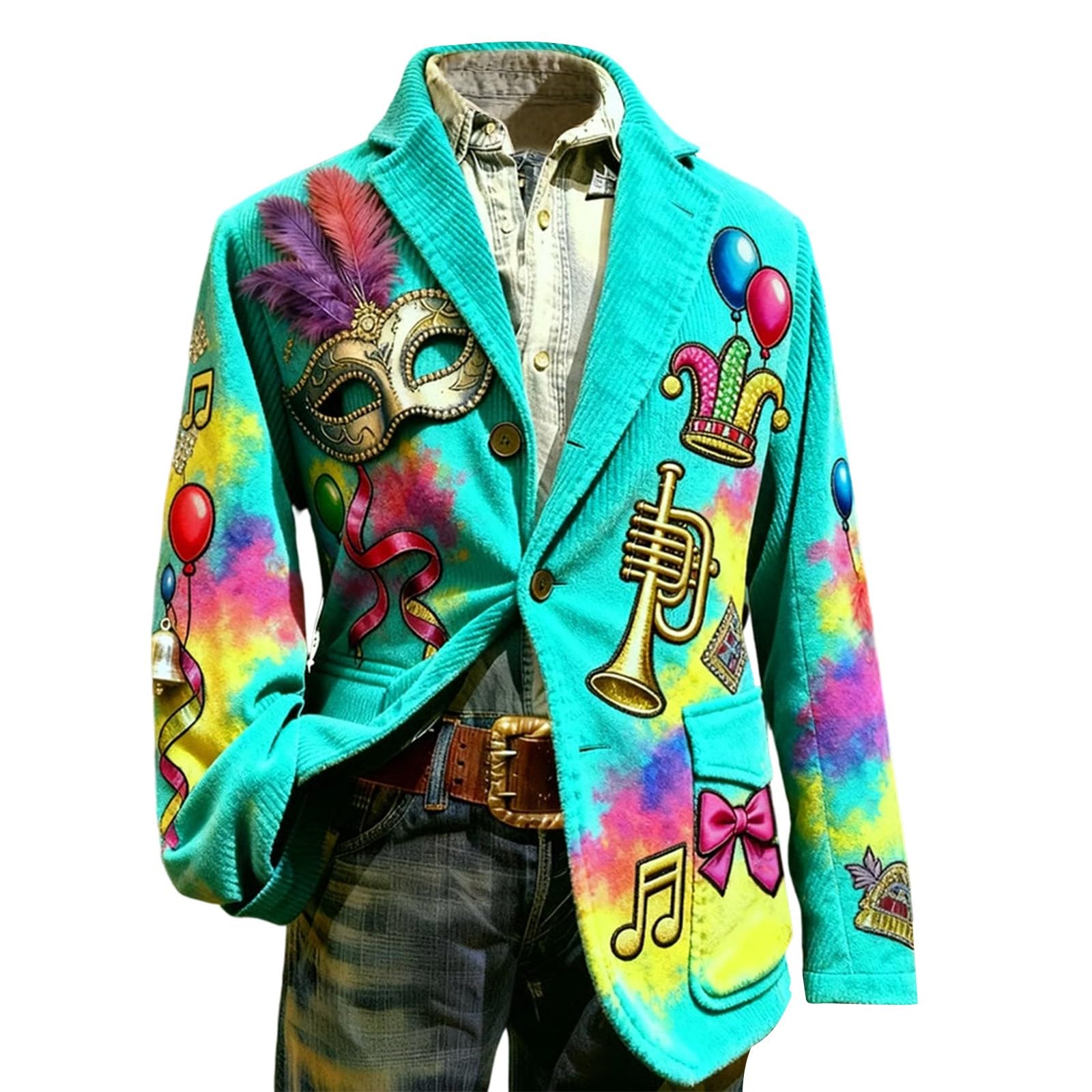 Elegante chaqueta de pana con estampado de esmoquin para hombre, estilo casual, para fiestas, bodas, celebraciones, discotecas, escenarios (9)