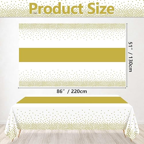 Miniatura 2 de Paquete de 4 manteles de color blanco y dorado, 86.6 x 51.2 pulgadas, manteles rectangulares dorados para bodas, cumpleaños, primera comunión, baby