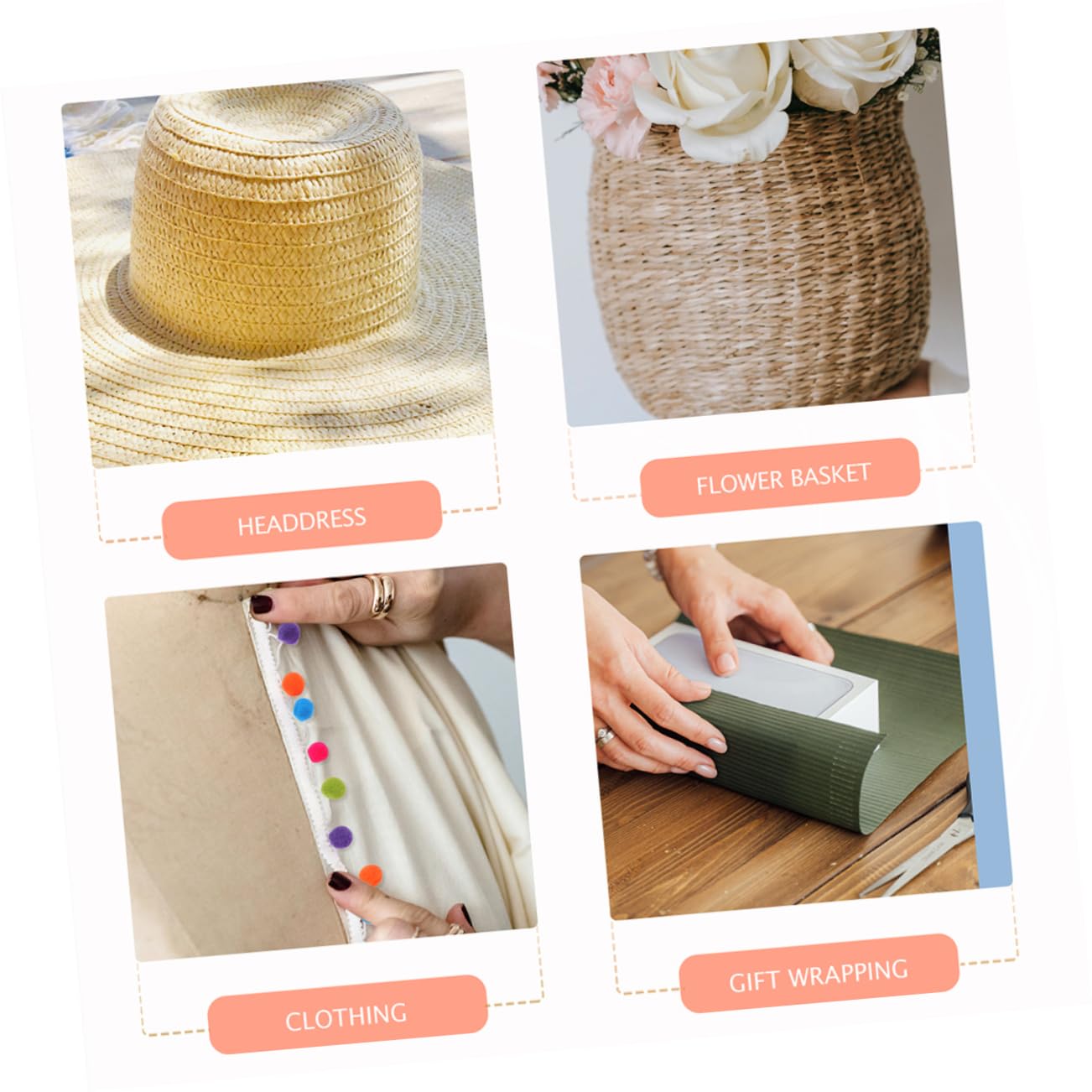 STOBOK 32piezas Lote Cintas Decorativas Con Pompones De Lana Para Manualidades Para Fiestas Bodas y Proyectos De Costura Creativos Longitud Suficiente Para Diversas Decoraciones