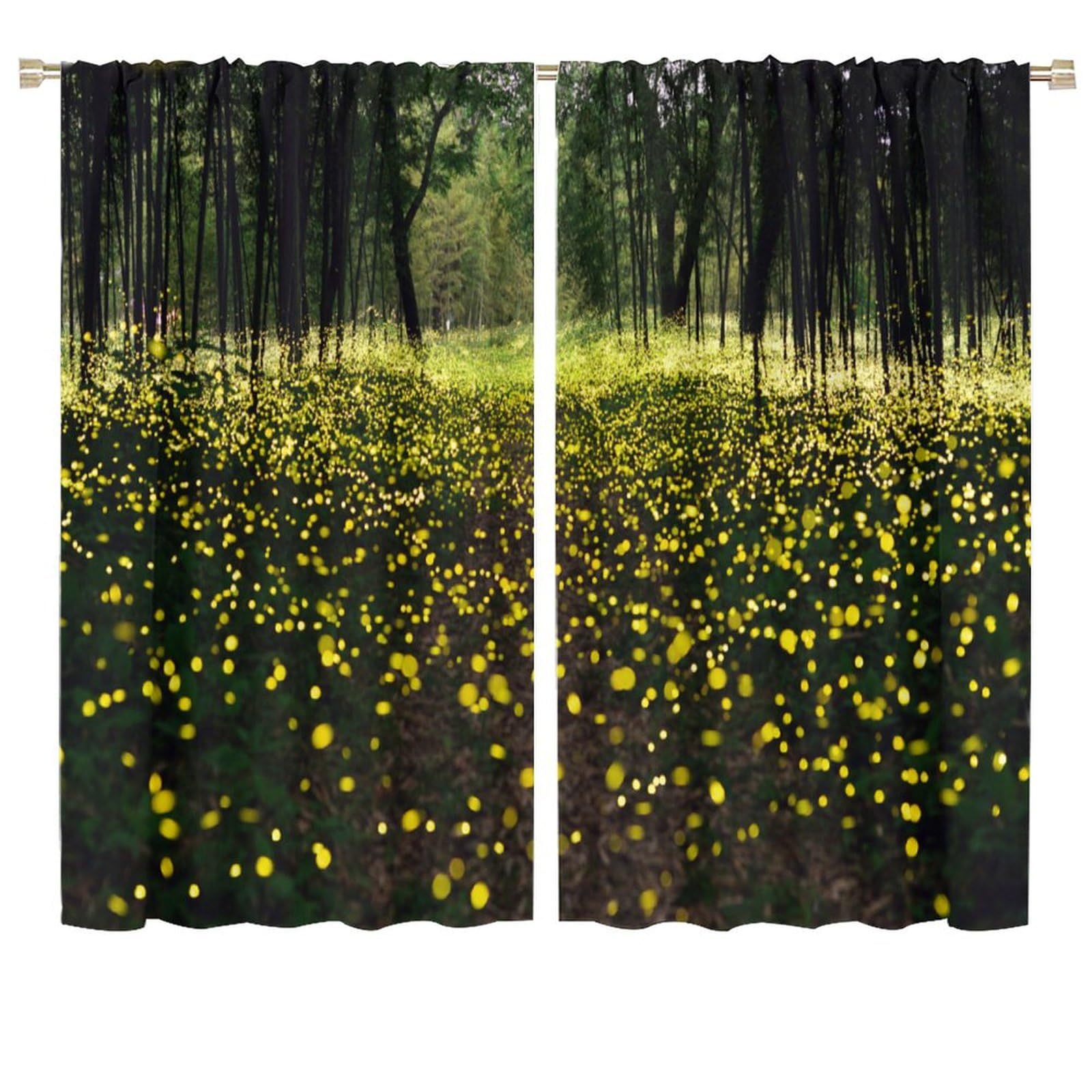Firefly Blackout Window Curtain,Firefly are Japanese Summer Tradition for Girls Boys Living Room Bedroom Decor Drapes 2 Panels 72x63in, Style