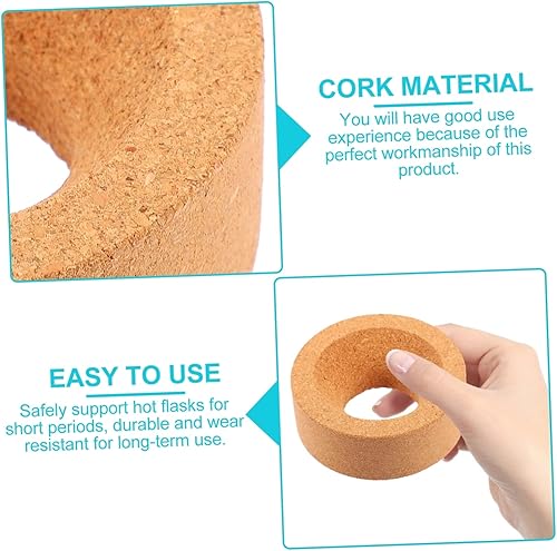 Miniatura 4 de SOLUSTRE 4 piezas soporte para frasco de vidrio, soporte para cono, anillo de corcho, soporte de corcho de 24 pulgadas, soporte de anillo de