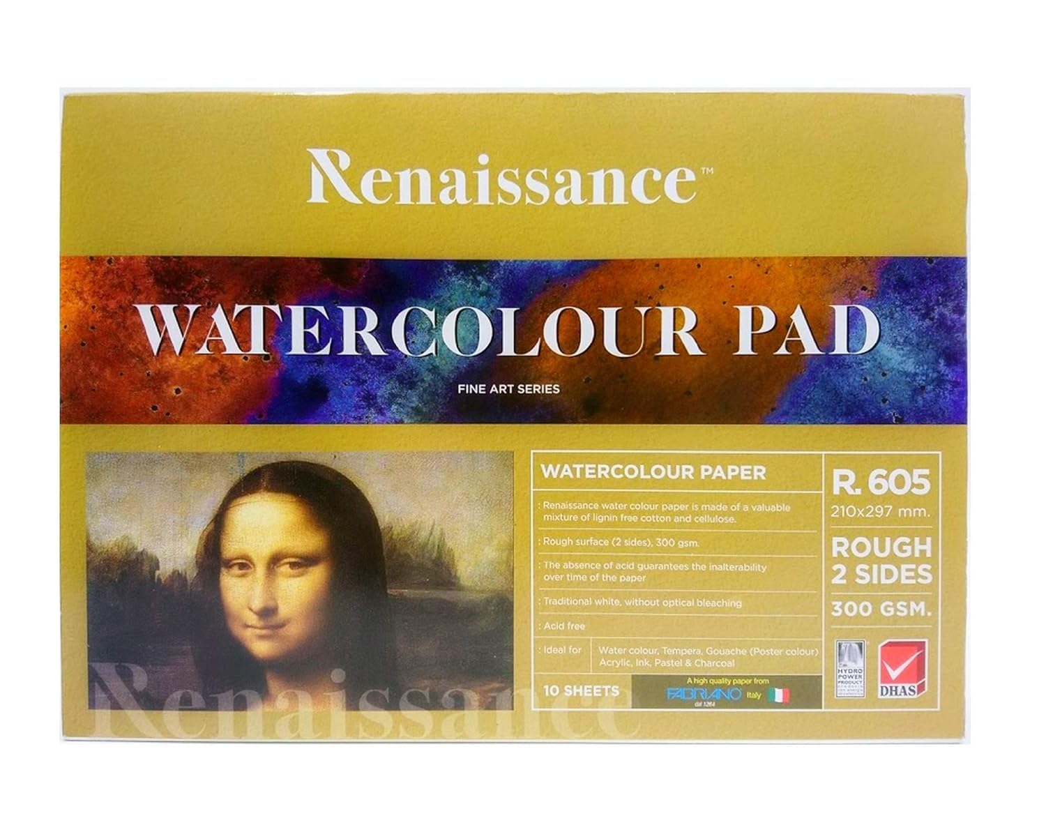 Renaissance Professional Watercolour Paper A-4 (210X297mm) 300GSM Cold Pressed Paper Acid-Free10 Pages Ideal for Artist Professional Drawing Painting Dry & Wet Fine Art School Students-image-20