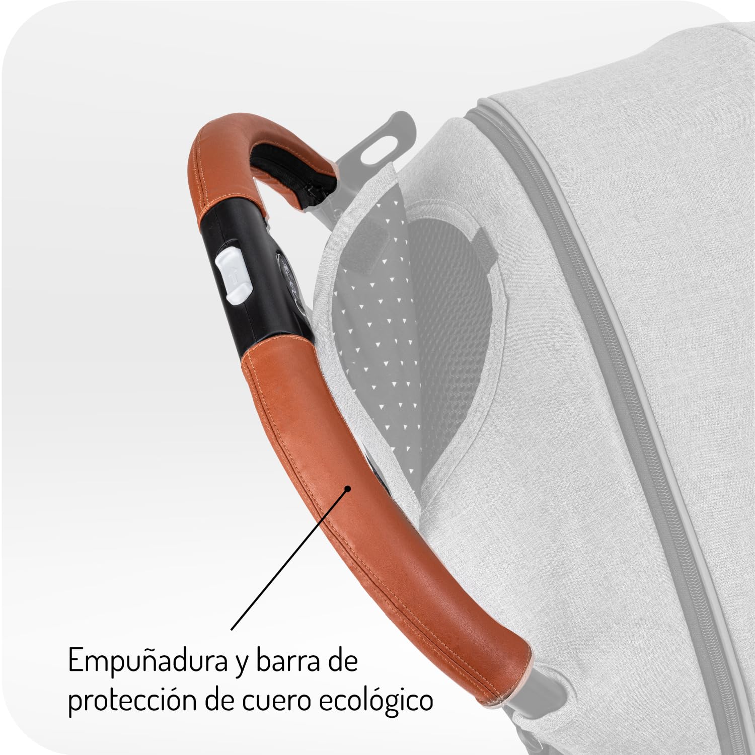 MoMi ESTELLE a partir de los 6 meses (hasta 15 kg), silla de paseo plegable con arnés de 5 puntos, cesta de la compra, barra telescópica, se mantiene de pie plegada