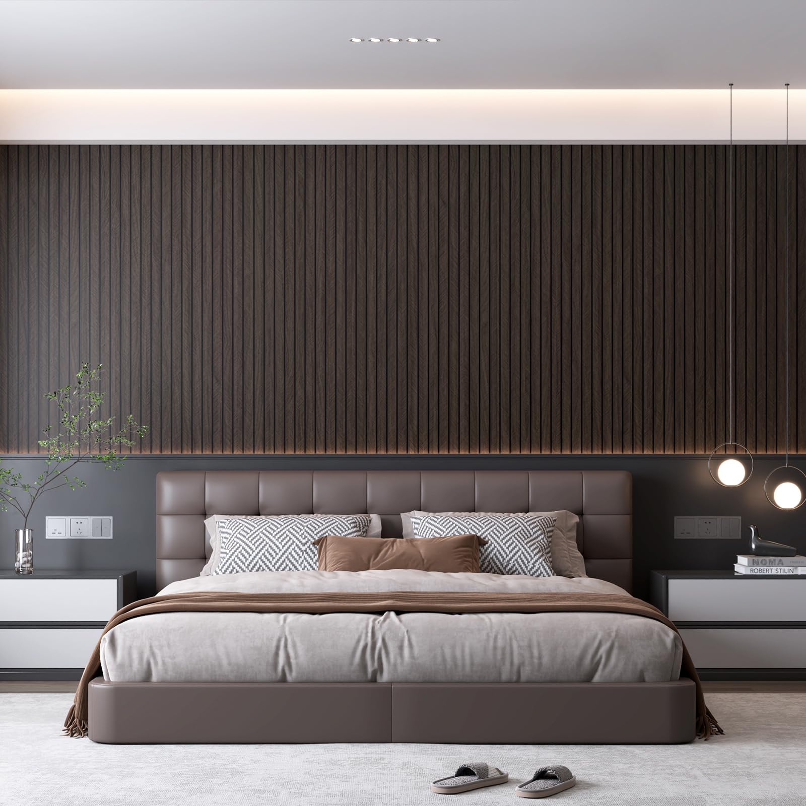 Fititem Panel de pared de listones de PVC para despegar y pegar, 118 x 15.7 pulgadas, autoadhesivo, grueso, imitación de madera de roble, paneles de pared insonorizados 3D para paredes y techos