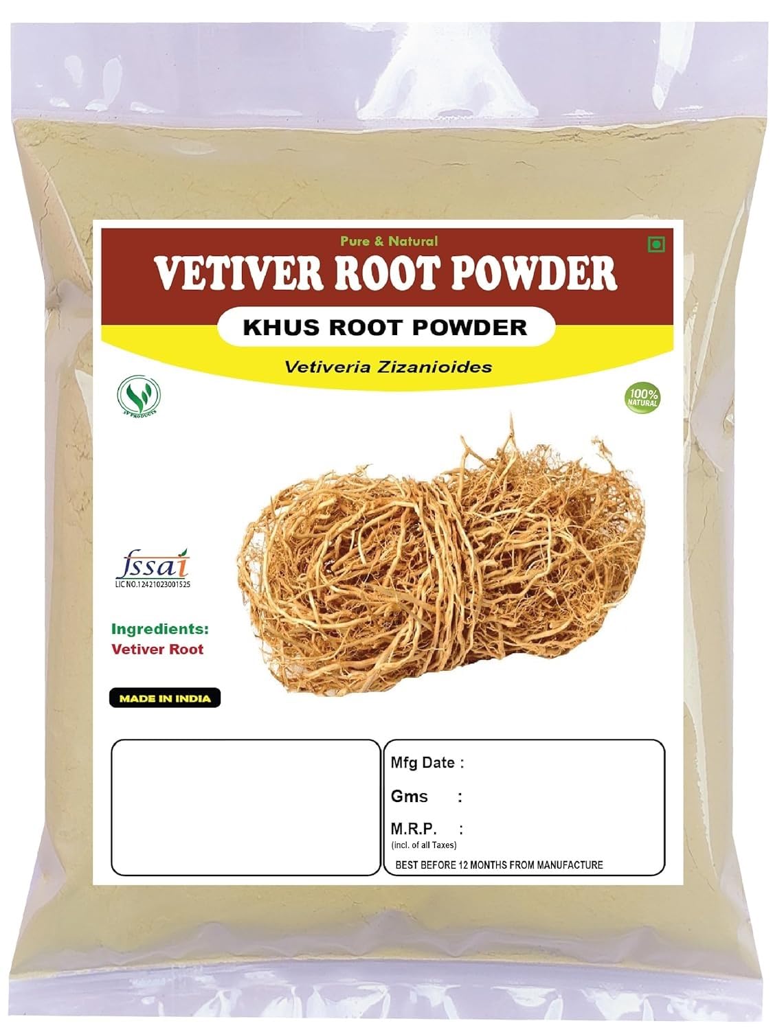 Natural Vetiver Root Powder 2x50g For Hair Skin
