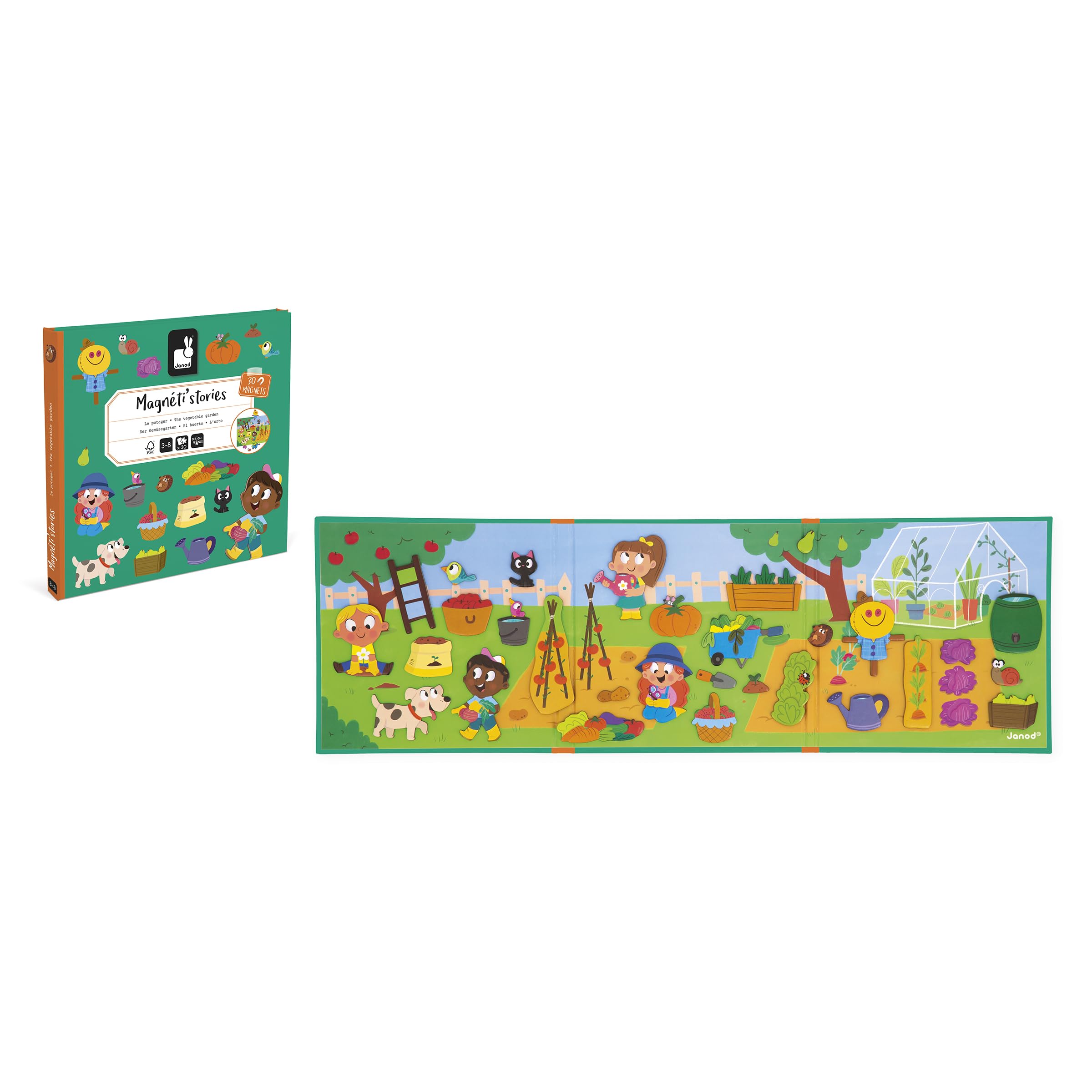 Janod, Magnéti'Stories The vegetable garden, Educational Magnetic Game 30 Magnets, FSC Cardboard Children's Toy - Image 3