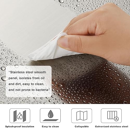 Miniatura 3 de Protector de salpicaduras de 3 caras, pantallas plegables de acero inoxidable para freír, antiadherente, placa de aislamiento térmico para cocinar,