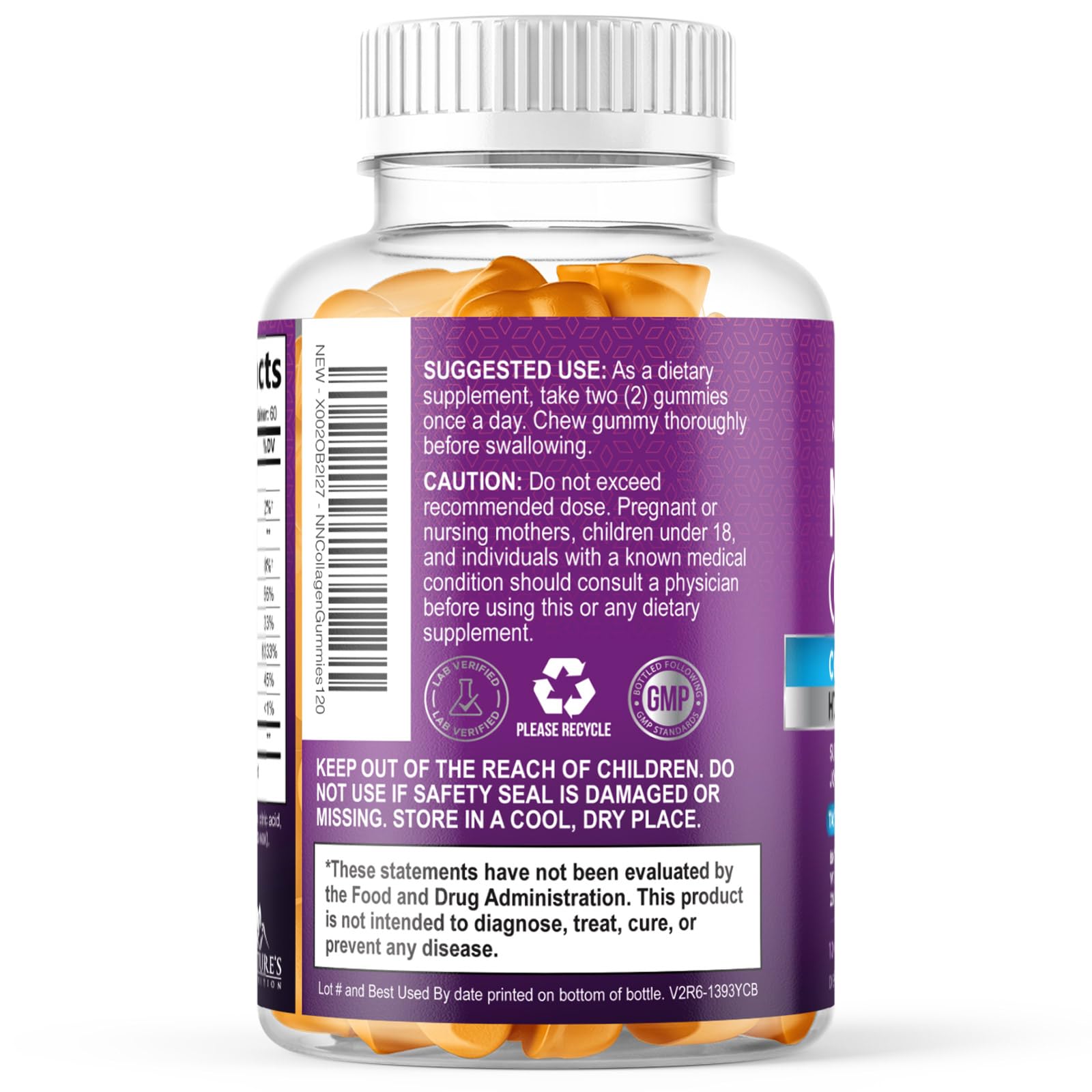 Collagen Gummies - Natural Hair Growth & Immune Support, Skin & Nails Supplement - With 2500mcg Biotin, Multi Collagen Hydrolyzed Peptides Type 1 & 3, Vitamin C & Zinc, Orange Flavor - 120 Gummies — Amazon image 8
