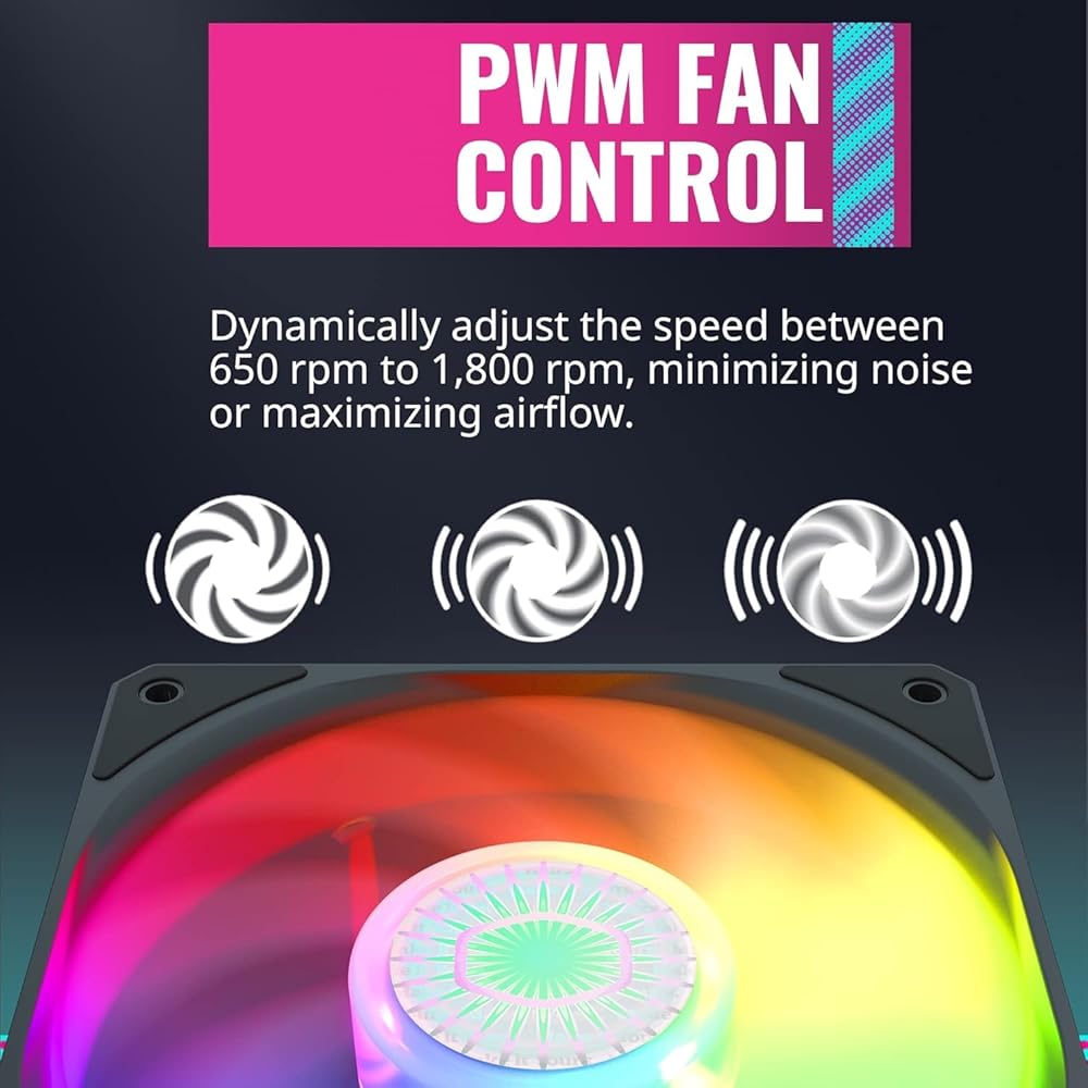 Cooler Master SickleFlow 120 V2 ARGB 3N1 Pack – Controller Included, ARGB Motherboard Compatible, Translucent Air Balance Blades, 62 CFM, 2.5 mmH2O, 8 to 27 dBA thumbnail 5