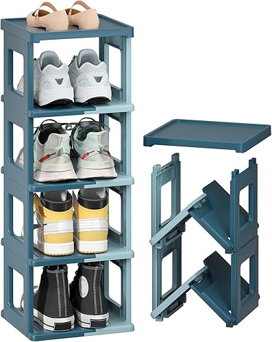 Miniatura 1 de HAIXIN Organizador de zapatos, armario de almacenamiento de zapatos plegable de 5 niveles, para entrada, zapateros para hombres, soporte ancho y