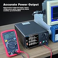 Vista 7 de Fuente de alimentación DC, fuente de alimentación de banco 30V 10A con ajuste de codificador, carga rápida USB&Type-C 5V/3.6A, fuentes