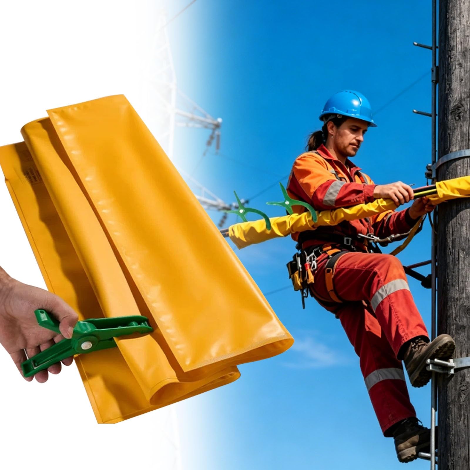 Chzffd 1Kv Portable Insulated Blanket/Mat For Emergency Repairs, Electrical Insulating Blanket With 2 Clips, Substations/Utility Workers/Power Outage Insulation Protection(,35.4X39.4in/90X100cm)