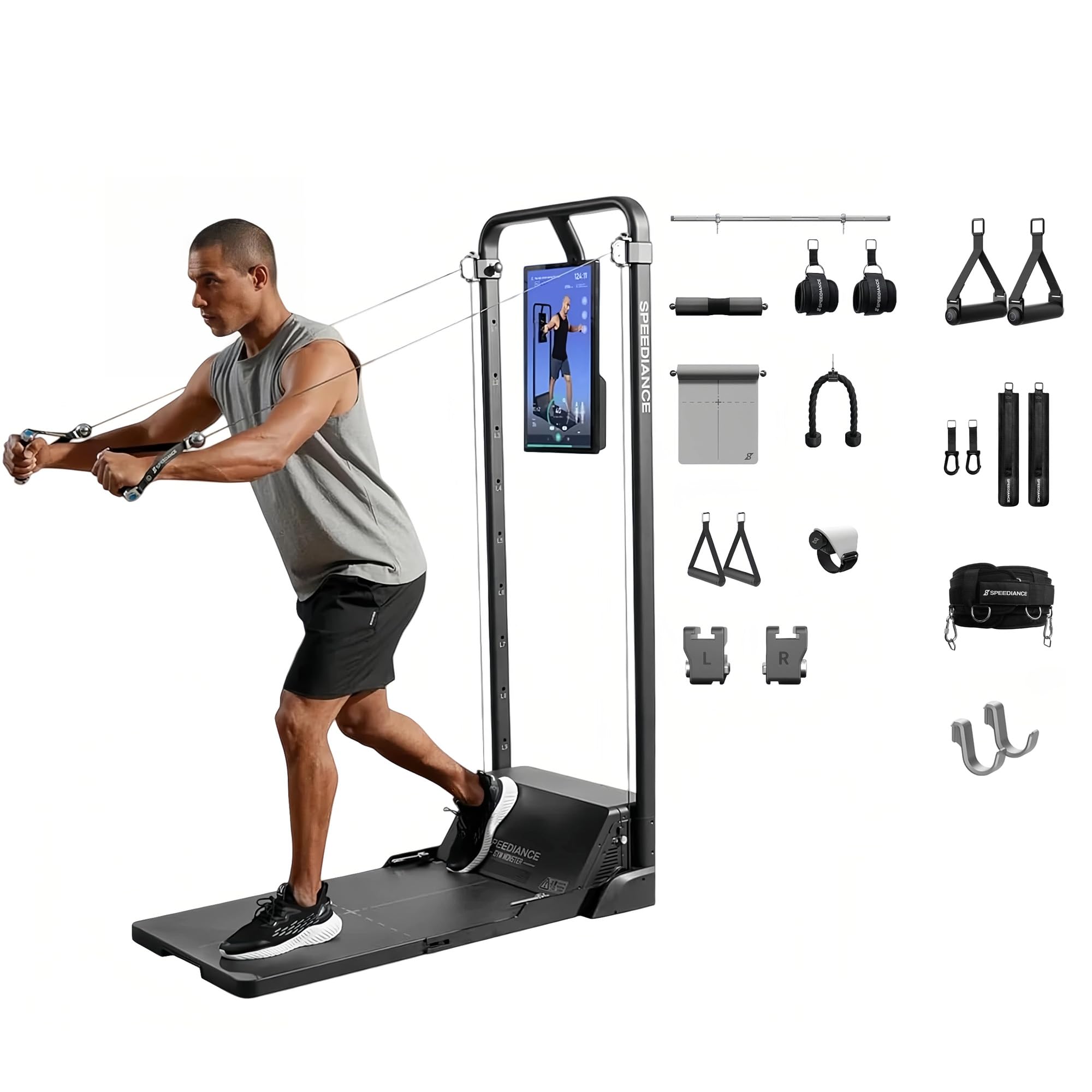 Speediance Gym Monster Basic + Extension Straps + Barbell Hooks + PowerGrip + Gürtel für Gewichtheber