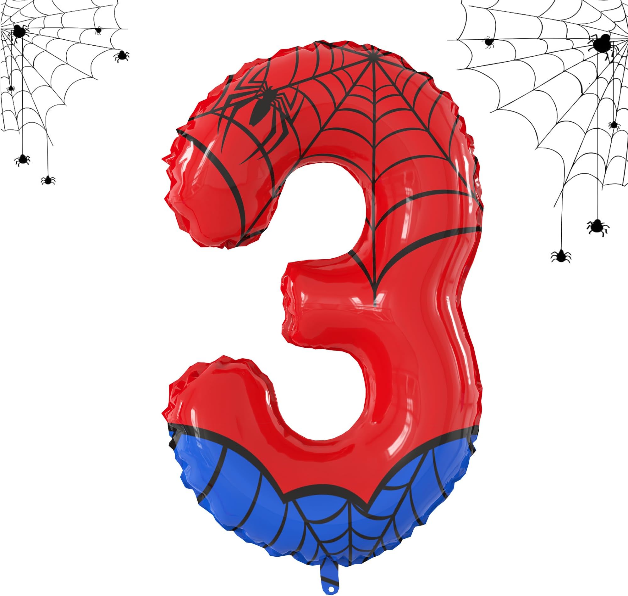 40 Inch Giant Spider Theme Number Foil Balloons Large Number 3 Balloons Kids Party Balloons Birthday Party Decorations Supplies Number 1-6 Available for Kids' Birthday Anniversary Party