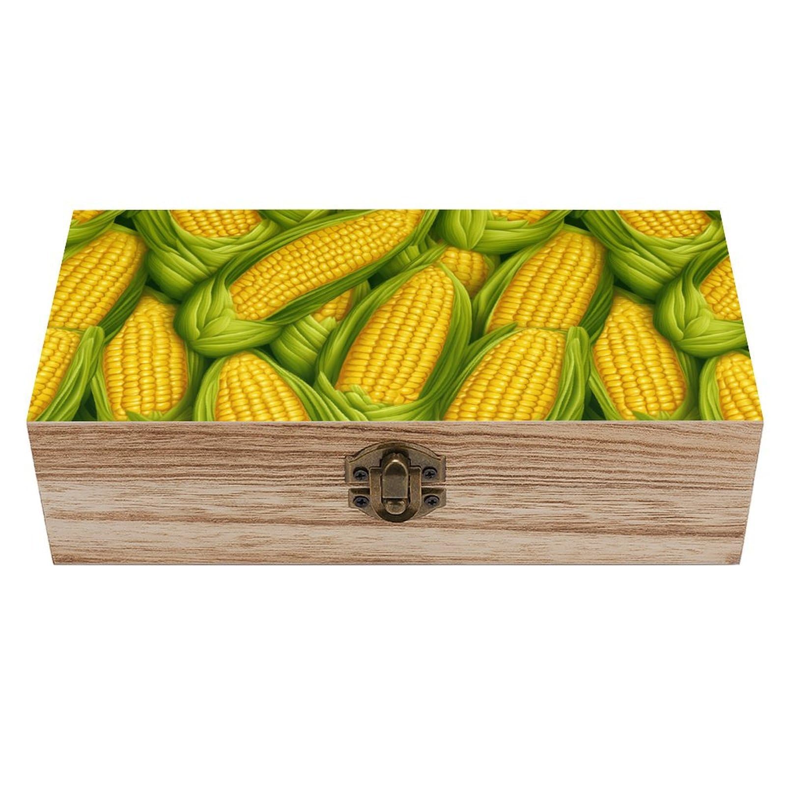 Cgsbngha Style Corn Food Wooden Storage Boxes With Lid Memory Box Decorative Organiser For Office And Home