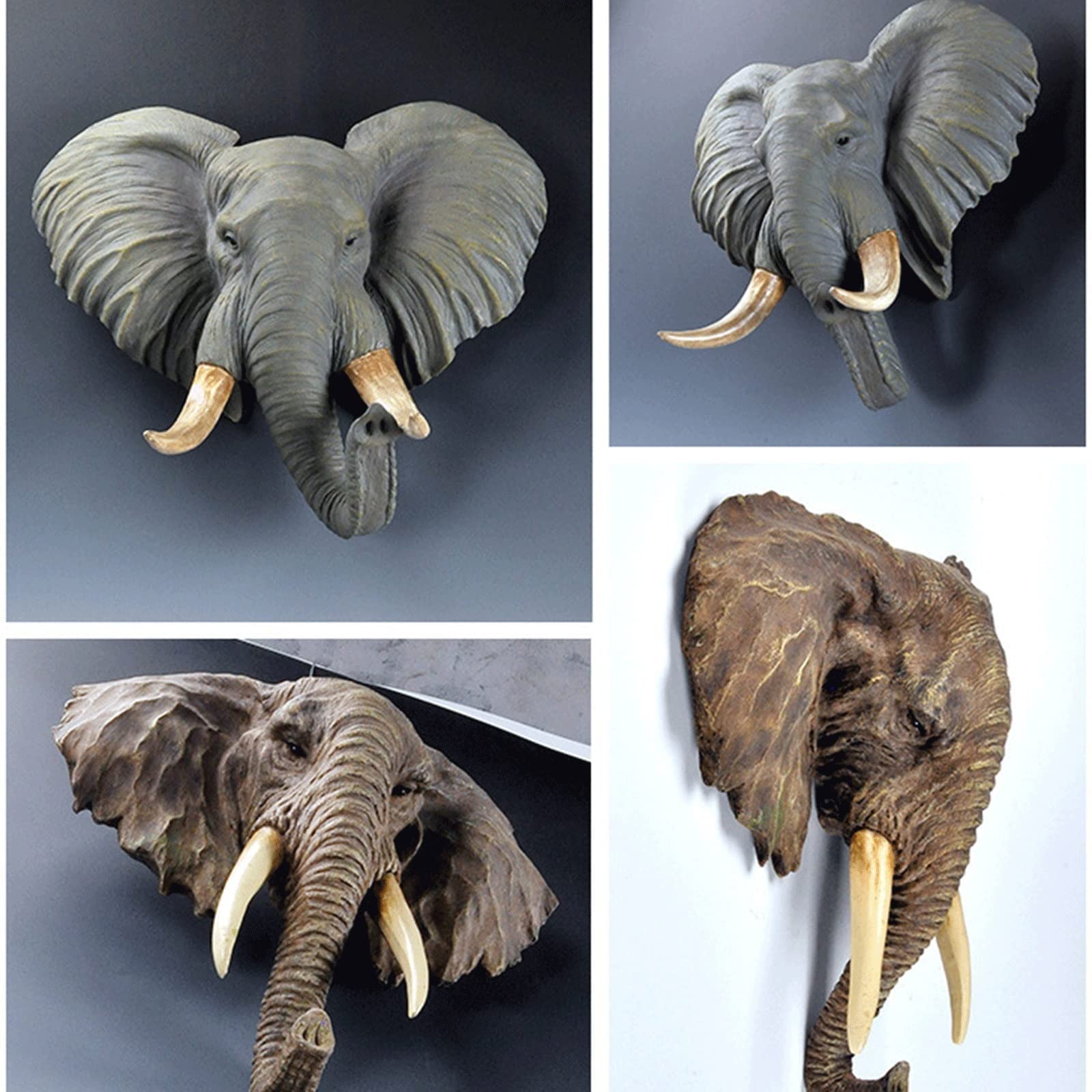 Amazon.co.jp: シミュレーション動物の象の頭の壁掛け、壁に取り付け