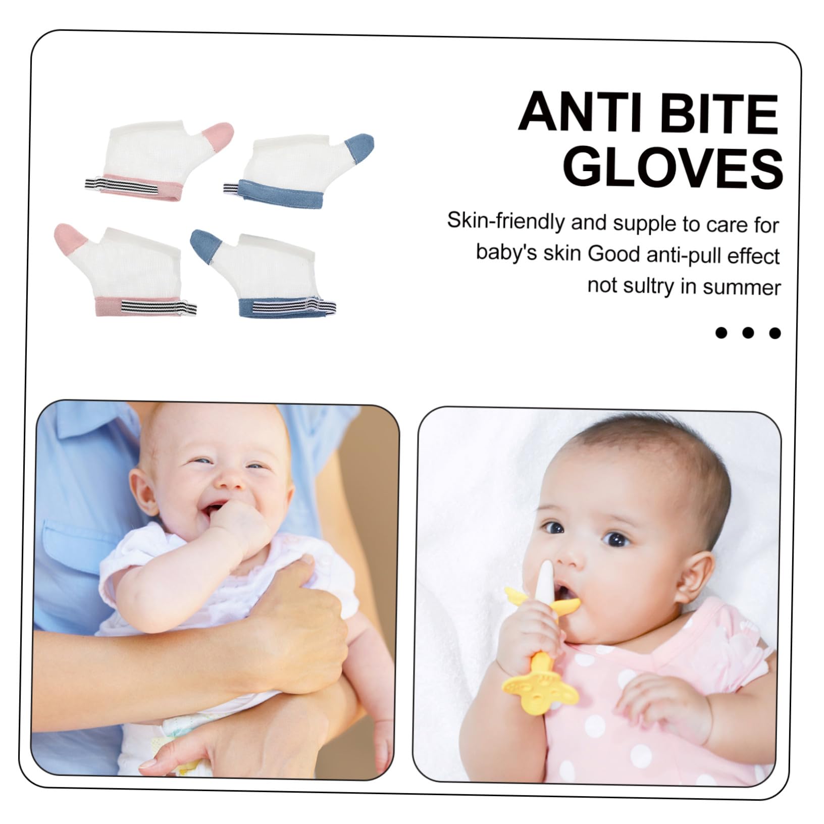 Babyhandschuhe gegen Fingerlutschen und Beißen 2 Paar Nylon Weiß | Babys und Kleinkinder, in 6-10kg, 9-15kg und 15-22, 5kg, zur Gewöhnung