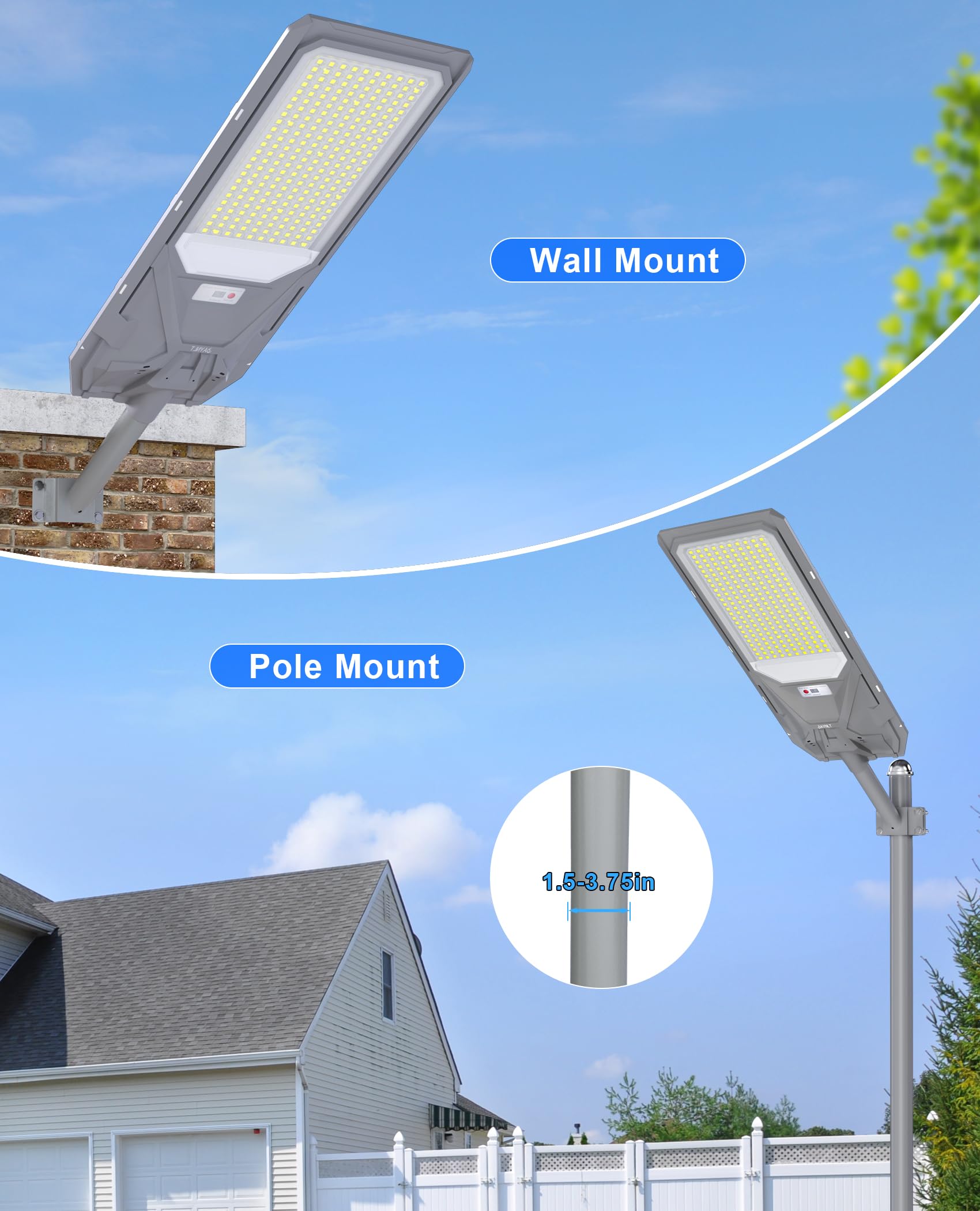 JAYNLT X-12000W Solar Straßenlaterne für Außen, Solarlampen mit Bewegungssensor, 6500K Solarleuchten Dämmerung bis zum Morgengrauen, IP68 Wasserdichte Solarstrahler für Gärten Garage
