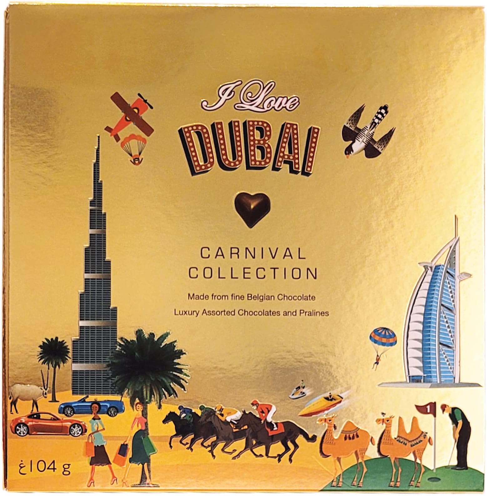 I Love Dubai 9 pcs Chocolate Gift Box | Premium Assorted Pralines in Milk and White Chocolate | Chocolates Box