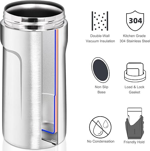 Miniatura 20 de Enfriador de latas universal aislado 3 en 1 – Aislador al vacío de doble pared de acero inoxidable delgado para botellas de cerveza de lata regular