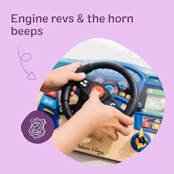 Melissa & Doug Vroom & Zoom, Interactive Wooden Dashboard, Racing Car Steering Wheel Toy, Lights & Sounds, Preschool Learning Toys for Girls & Boys 3+ FSC Certified