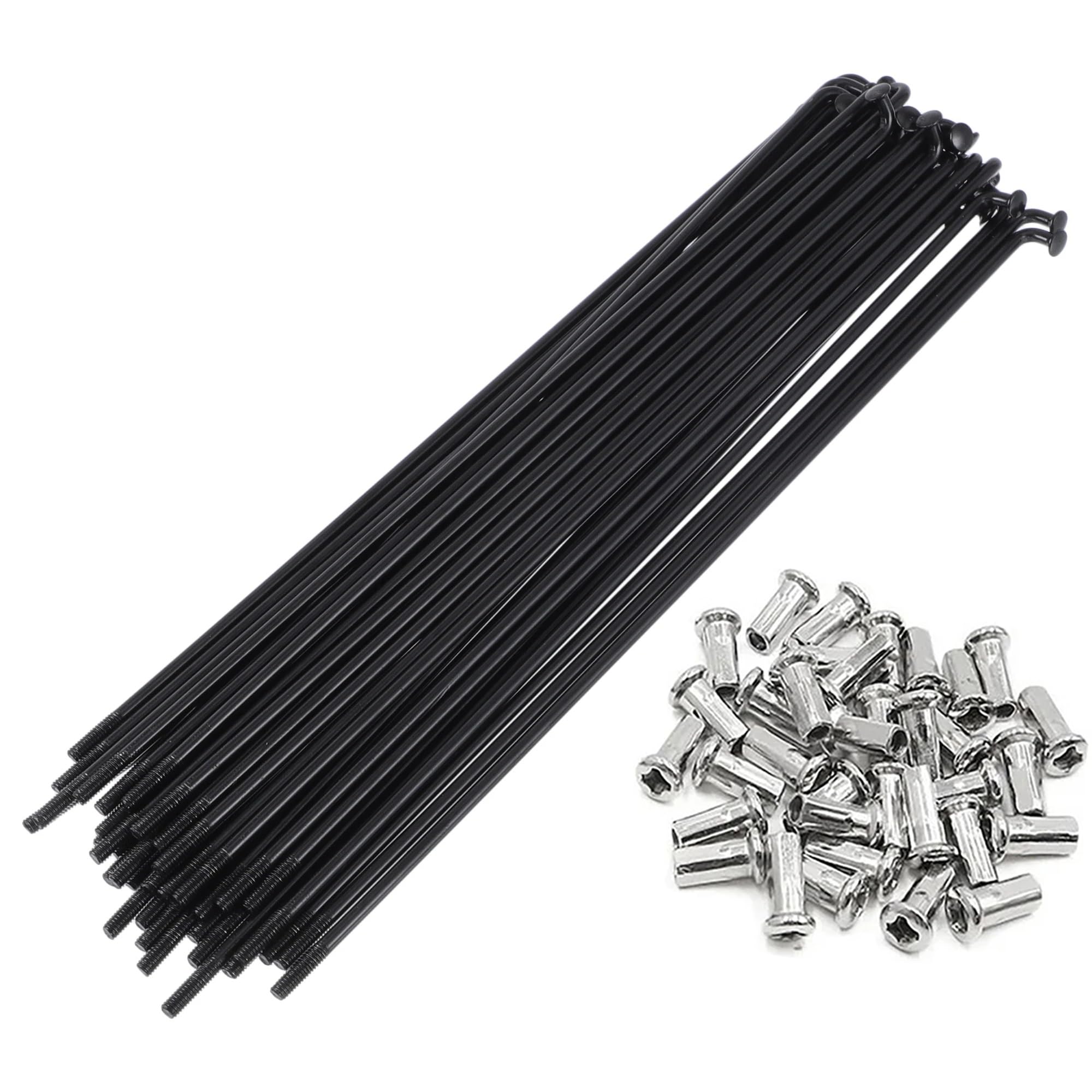 EZVXVV Electric Bike Spokes 10G 3.0 mm Black Steel Motorcycle Wheel Tire Spokes with Nipples 76-220mm J Bend Bicycle Spoke for E-Bike Motorcycle Tricycle (140mm,40pcs)