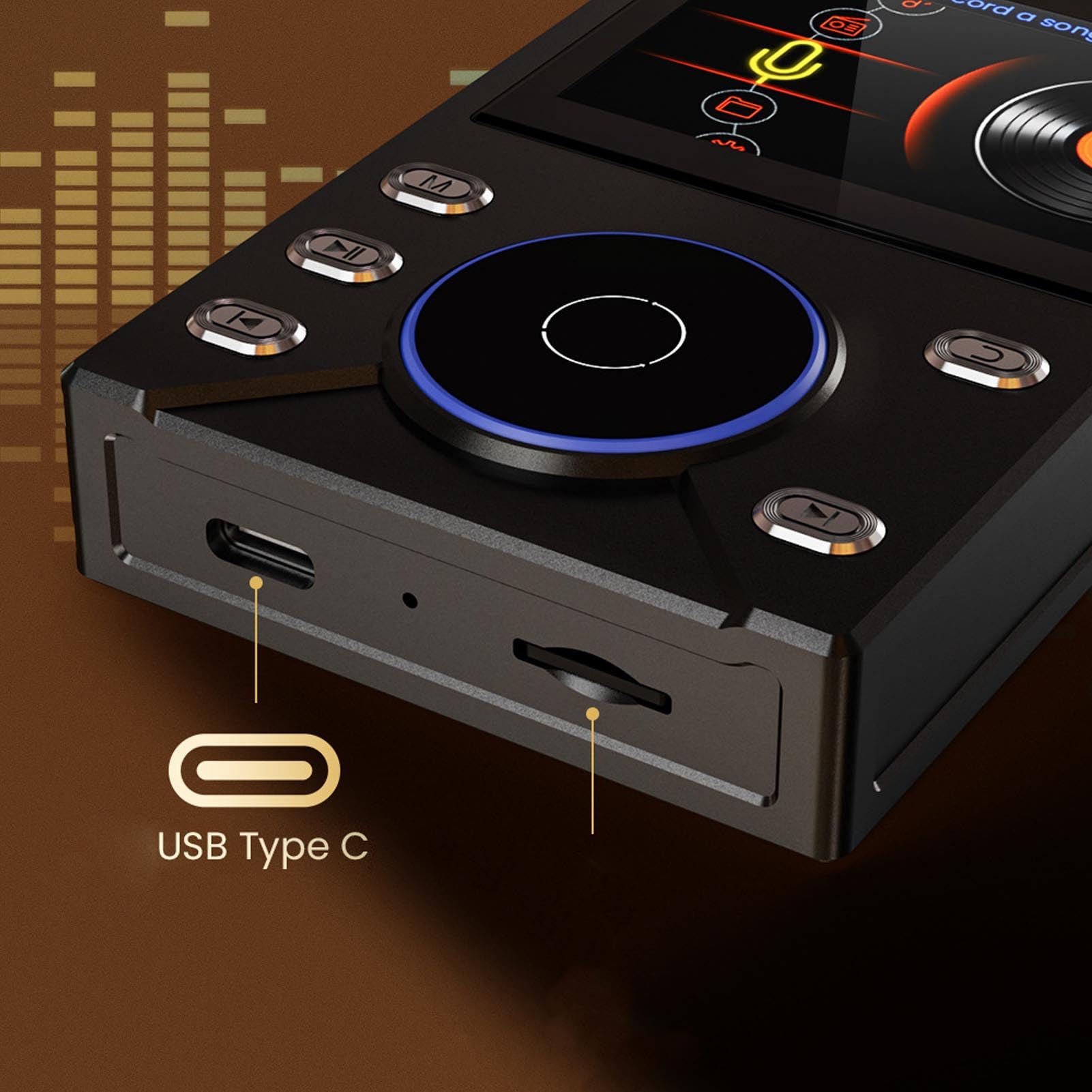 Elprico Lettore Musicale HiFi Lossless Riproduzione DSD FLAC Ad Alta Risoluzione Lettore Audio Digitale Portatile per Audiofili Funzione Bluetooth 5.4 Integrata da 16 GB per Sistemi Audio Domestici
