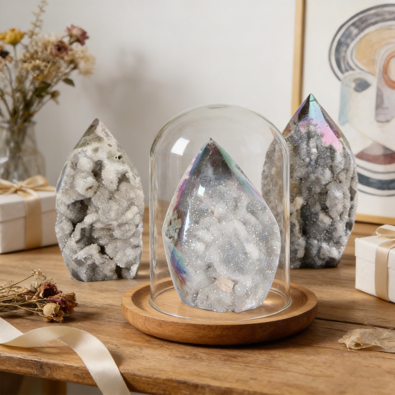 Sfalerite nera naturale, a forma di torcia, fatta a mano, colore rivestito in titanio, cristallo strega, scultura artistica per casa, desktop, ufficio, meditazione, regalo