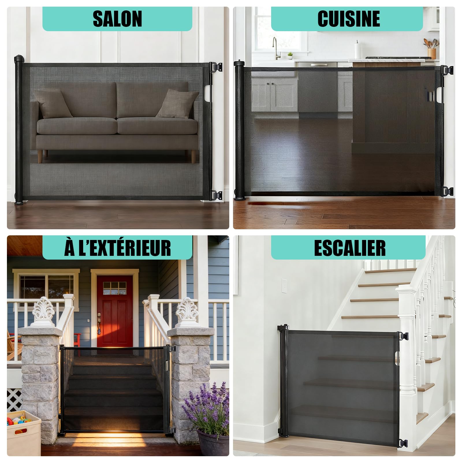 Barrière Sécurité Enfant Rétractable, Barrière Escalier et Porte | Ouverture d'une Seule Main, Installation Facile, Largeur 0-180 cm pour une Protection Flexible