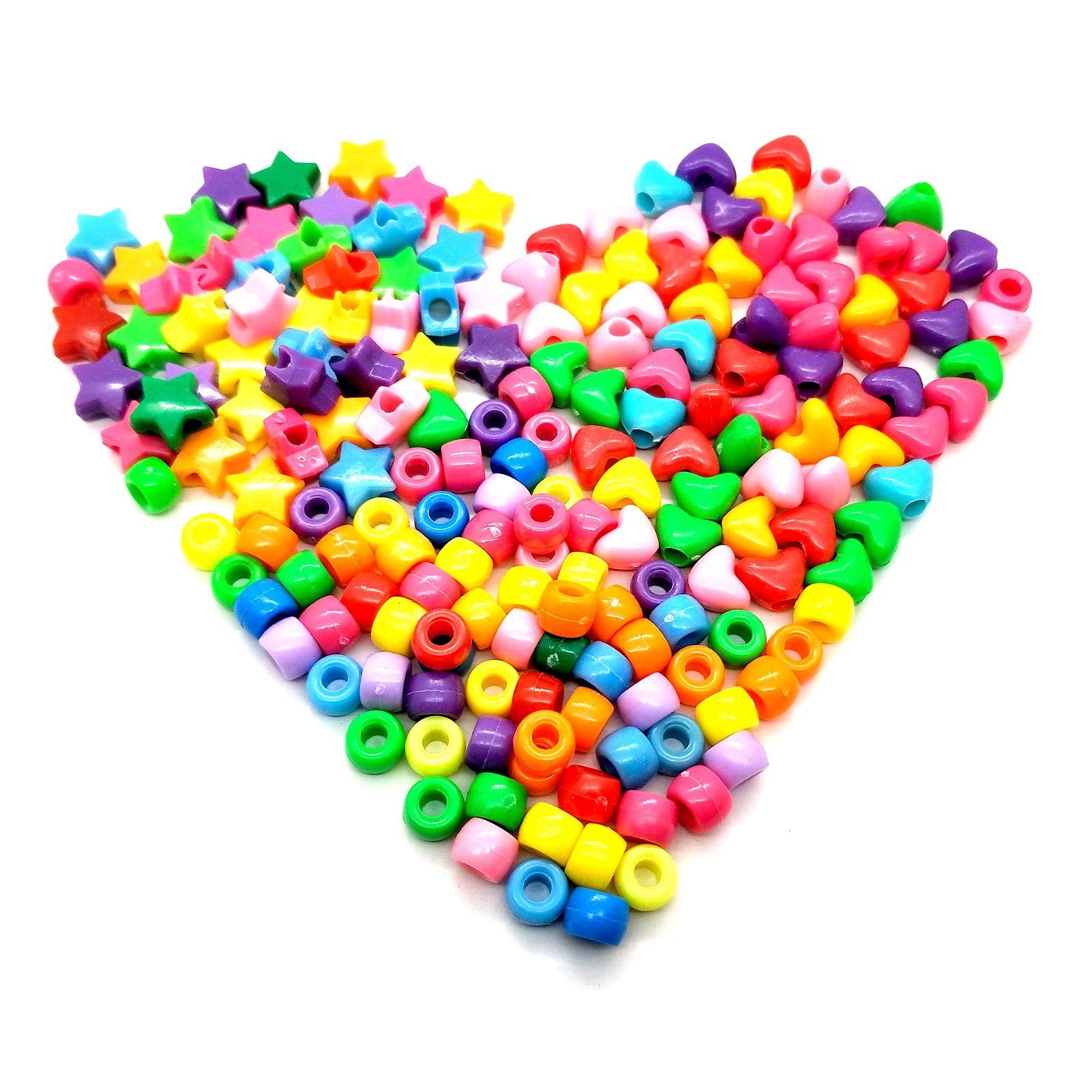 Amazon.co.jp: 600個 大きな穴 ビーズ レインボービーズ プラスチック