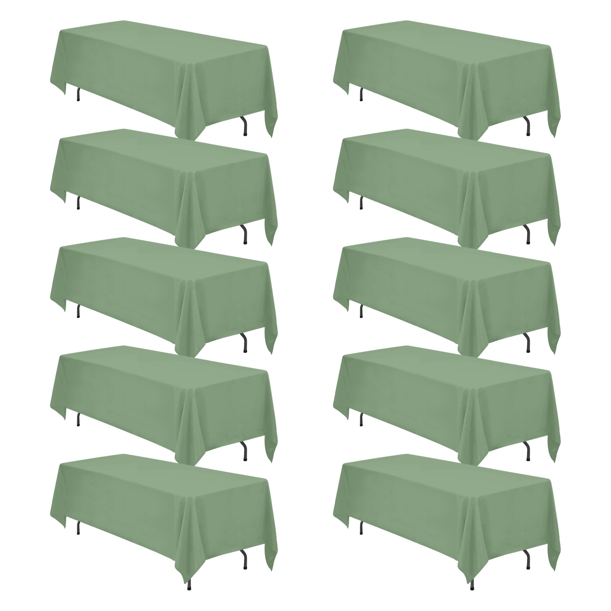 BRILLMAX 10 Pack Sage Green Tablecloths 70x120 in for 6-8ft Rectangle Table
