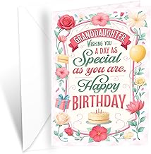 Prime Greetings Granddaughter Birthday Card, Made in America, Thick Card Stock with Premium Envelope Packaged in a Reusable Presentation Mailer, Eco-Friendly, 5in x 7.75in