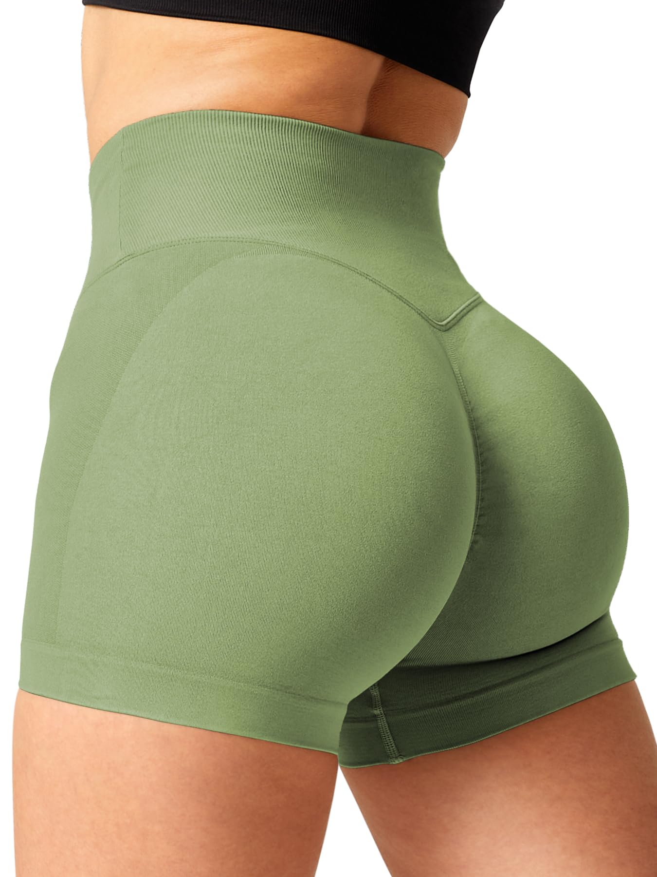 Pantalones cortos de entrenamiento para mujer, 3.5 pulgadas, sin costuras, cintura cruzada, para gimnasio, amplificar el impacto — view 2