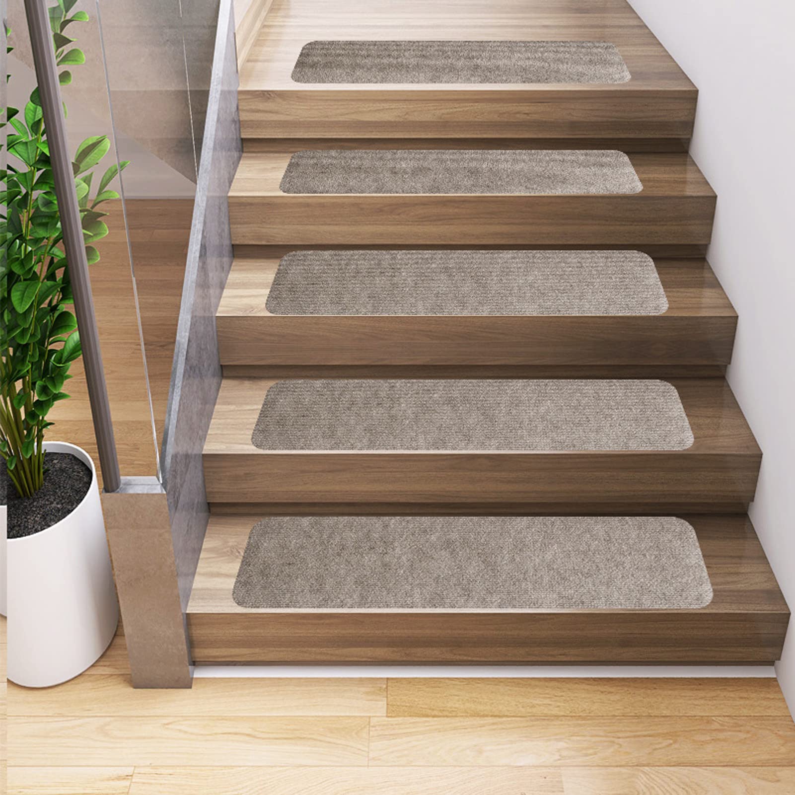YTBHSHXZ stair treads， Set of 15 Anti Slip Reusable Adhesive Stair Runners for Elders(Camel)
