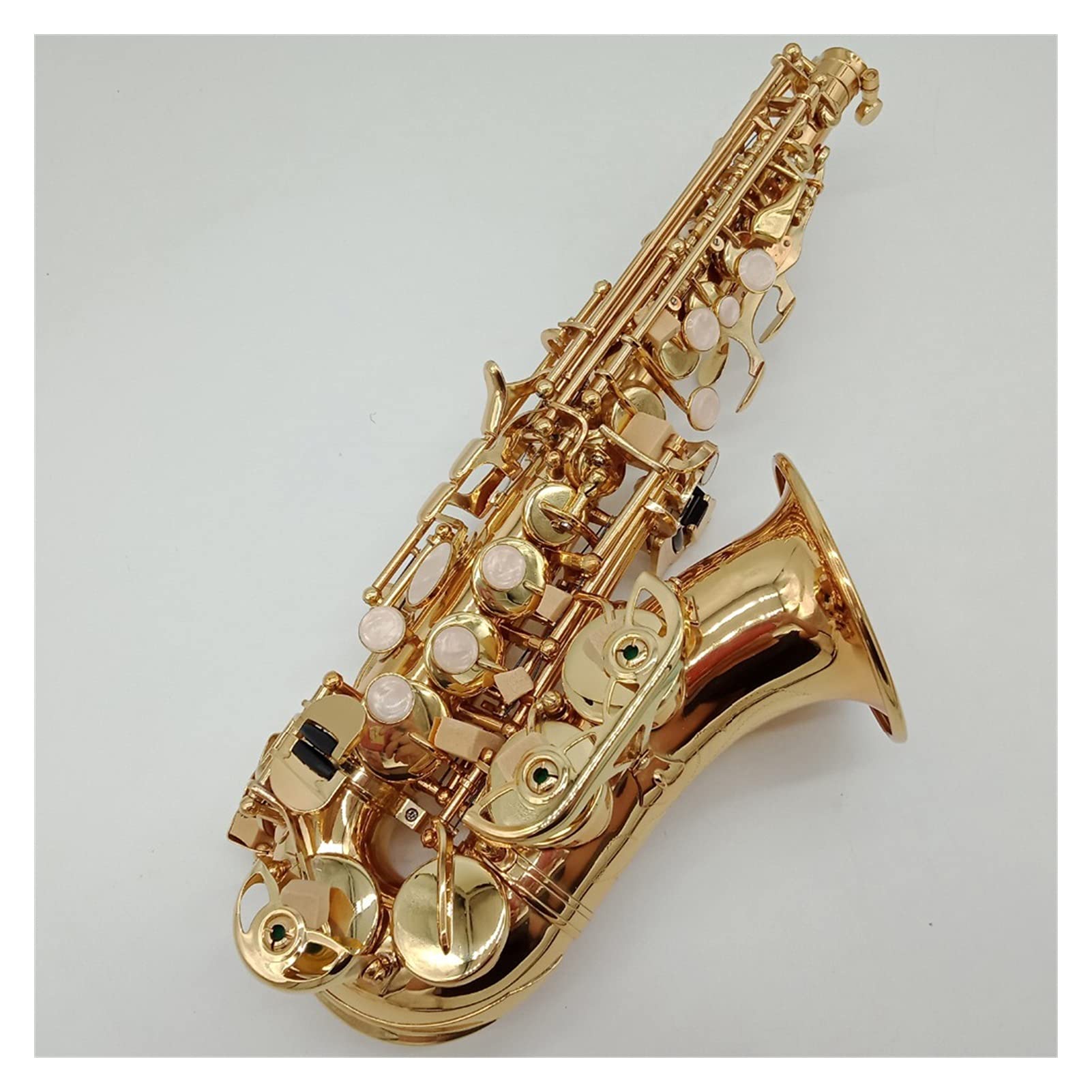 Laccato in Oro Curvo Soprano Sax Bocchino Reeds Collo Accessori per Strumenti Musicali Tipo Chiave Strumento a Fiato